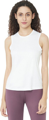 Grabin Sports Solid Women Round Neck White T-Shirt