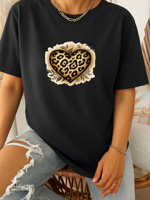 SZN Printed Women Round Neck Black T-Shirt
