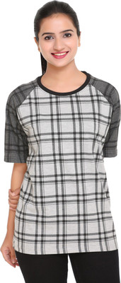 HouseOfCommon Printed Women Round Neck Grey T-Shirt