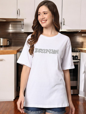 Shonisha Typography Women Round Neck Grey T-Shirt