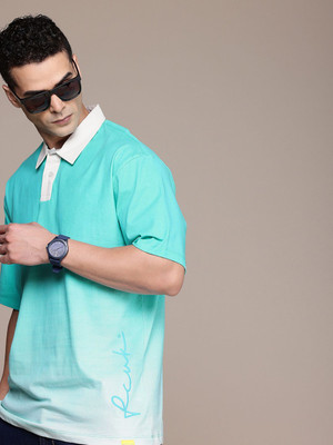 FCUK Diamante Print Men Polo Neck Green T-Shirt