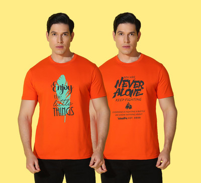 WOOSTRO Printed Men Round Neck Multicolor T-Shirt