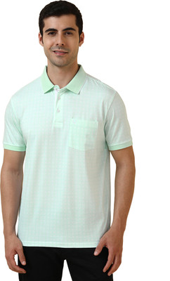 Allen Solly Printed Men Polo Neck Light Green T-Shirt