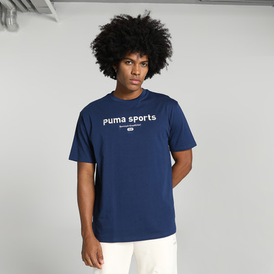 PUMA Typography Men Round Neck Blue T-Shirt