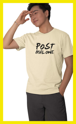 Streetfluencer Printed Men Round Neck Beige T-Shirt