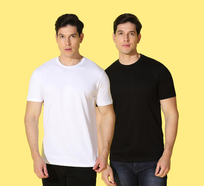 WOOSTRO Printed Men Round Neck Black, White T-Shirt