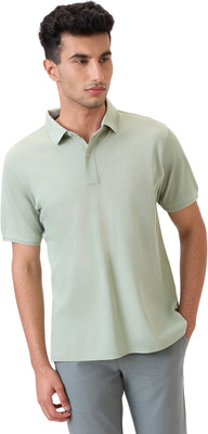Raymond Solid Men Polo Neck Light Green T-Shirt