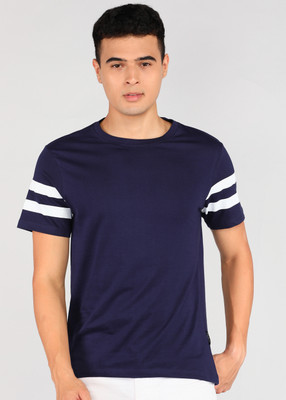 Roadster Printed Men Round Neck Navy Blue T-Shirt