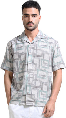 SVIN CLOTHING INDUSTRY Geometric Print Men Cowl Neck Grey T-Shirt