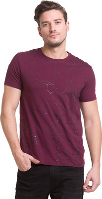 BEING HUMAN Printed Men Round Neck Purple T-Shirt