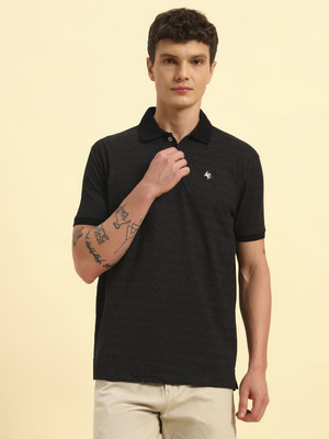 CANTABIL Solid Men Polo Neck Black T-Shirt