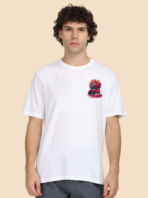 SZN Printed, Solid Men Round Neck White T-Shirt