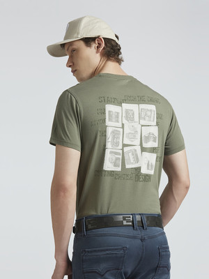 Pepe Jeans Graphic Print Men Crew Neck Green T-Shirt