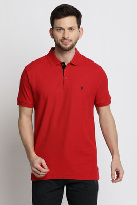 VAN HEUSEN Solid Men Polo Neck Red T-Shirt