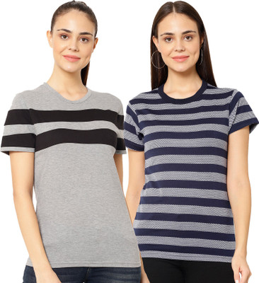 MACK JONNEY Printed Women Round Neck Multicolor T-Shirt