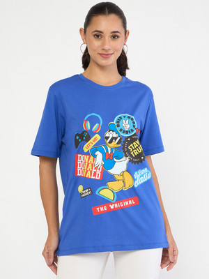 WEAR YOUR MIND Graphic Print Women Round Neck Blue T-Shirt