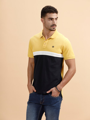 WROGN Solid Men Polo Neck Yellow T-Shirt