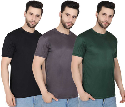 arg fashion Solid Men Round Neck Multicolor T-Shirt