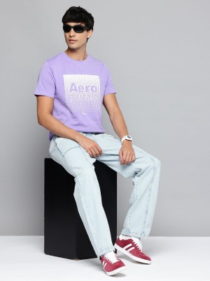 AEROPOSTALE Printed Men Round Neck Purple T-Shirt