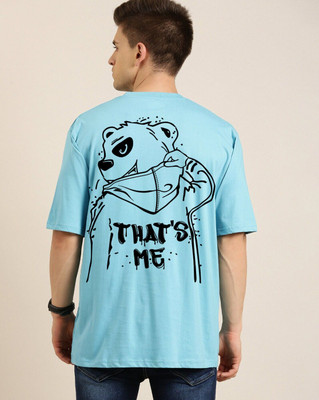Clickwell Trend Printed, Typography Men Round Neck Blue T-Shirt