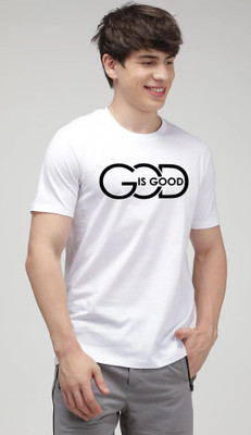 Aditi Fashion Printed Men Round Neck White T-Shirt