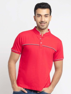 Status Quo Solid Men Polo Neck Red T-Shirt