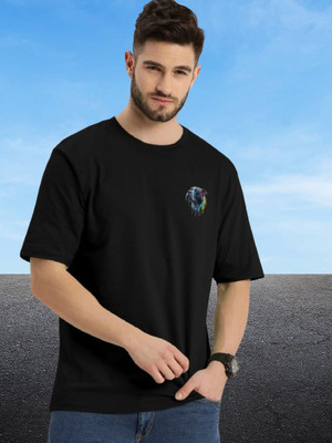 Dark Drive Printed Men Round Neck Black T-Shirt