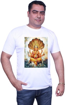 NITYANAND CREATIONS Printed Men Round Neck White T-Shirt