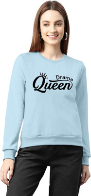 QEEN STAR FASHION Typography Women Round Neck Light Blue T-Shirt