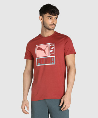 PUMA Typography Men Round Neck Red T-Shirt