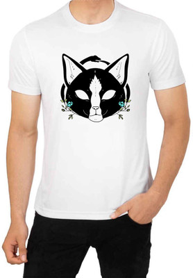 LV CARE Printed Men Round Neck White T-Shirt