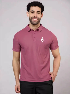 SM SHAYAM CREATION Printed Men Polo Neck Pink T-Shirt