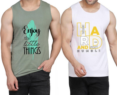 WOOSTRO Printed Men Scoop Neck Light Green, White T-Shirt