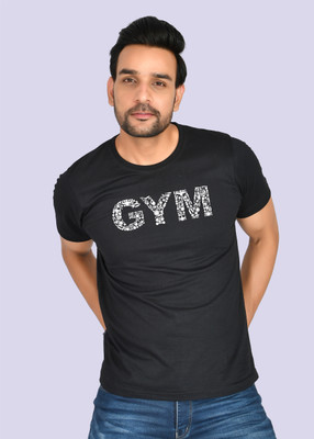 Burundi Blu Typography Men Round Neck Black T-Shirt