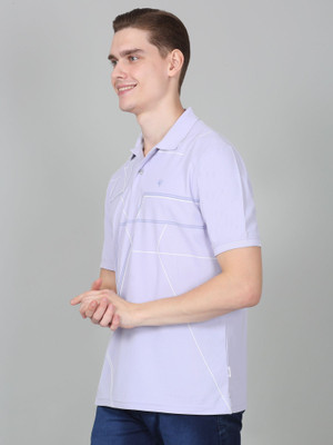 CANTABIL Printed Men Polo Neck Purple T-Shirt