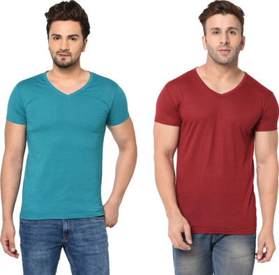 Adorbs Trend Solid Men V Neck Multicolor T-Shirt