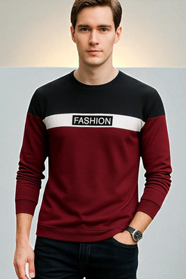 Autna Printed Men Round Neck Maroon T-Shirt