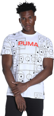 PUMA Printed Men High Neck White T-Shirt