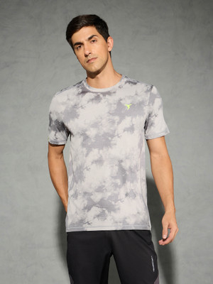 TECHNOSPORT Printed Men Round Neck Grey T-Shirt