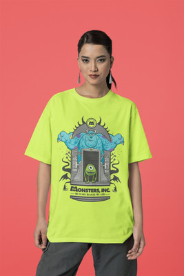 syom Graphic Print Women Round Neck Light Green T-Shirt