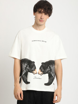 THE BEAR HOUSE Graphic Print Men Round Neck White T-Shirt