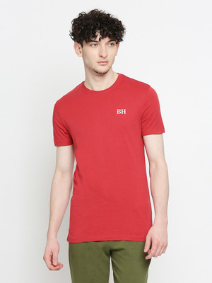 BEING HUMAN Solid Men Round Neck Red T-Shirt
