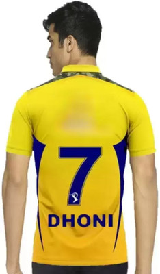 MSV Printed, Typography Men Polo Neck Yellow T-Shirt