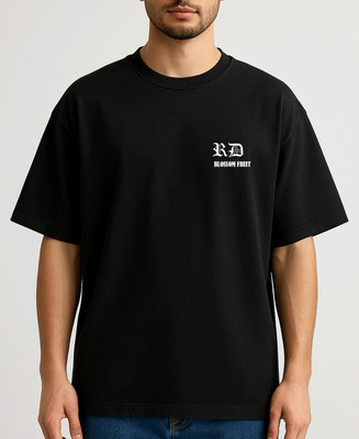 Teestranzify Graphic Print, Typography, Solid Men Crew Neck Reversible Black T-Shirt