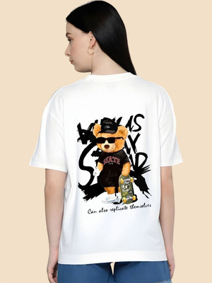 SZN Graphic Print Women Round Neck White T-Shirt