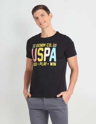 U.S. Polo Assn. Denim Co. Printed, Typography Men Round Neck Black T-Shirt