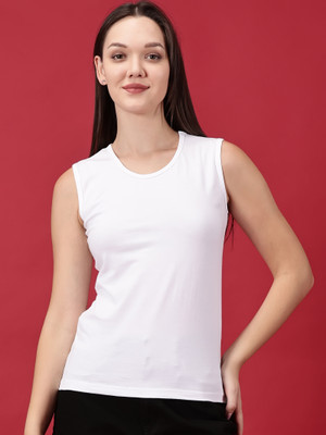 Novia Solid Women Round Neck White T-Shirt