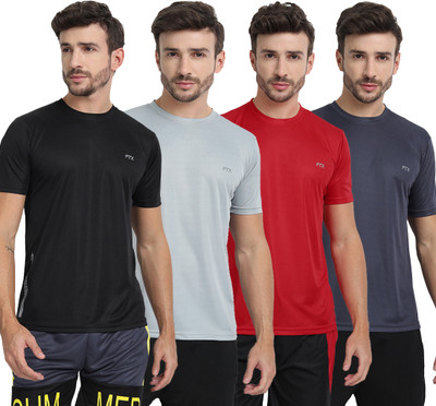 FTX Solid Men Round Neck Multicolor T-Shirt