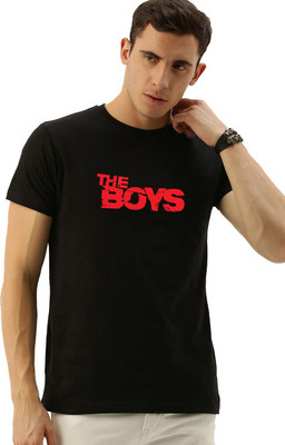 OrrganicChics Typography Men Round Neck Black, Red T-Shirt
