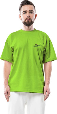 PUGAROO Printed Men Round Neck Light Green T-Shirt
